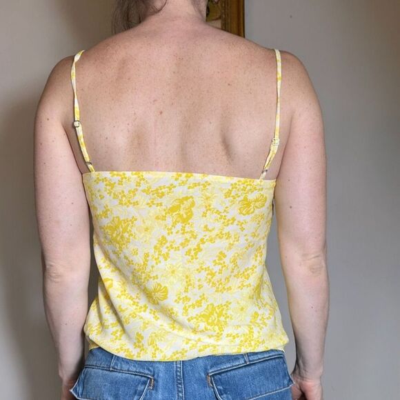 Loft Yellow and White Floral Spaghetti Strapped Cowl Top Size XSP - Picture 4 of 5